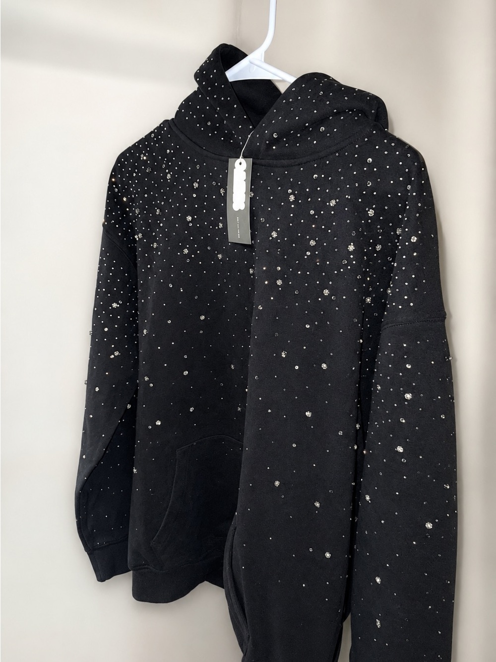 VYBES Rhinestone Galaxy Black Hoodie NWT